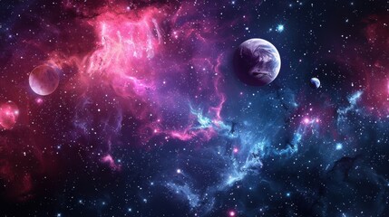 Obraz premium Border design with a mix of stars, planets, and cosmic elements, ideal for space-themed mockups