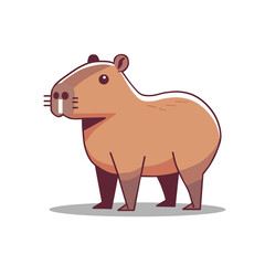 vector illustration of capybara or Hydrochoerus hydrochaeris in flat and minimalist style isolated on white background