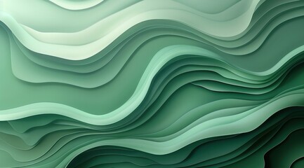 Fototapeta premium Abstract Green Wavy Paper Background
