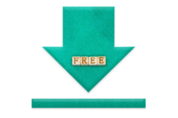 棒線に矢印が向かうフリーが入った緑色のダウンロードのマーク