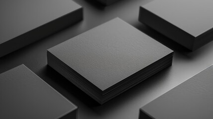 Stack of Black Cards on a Dark Surface