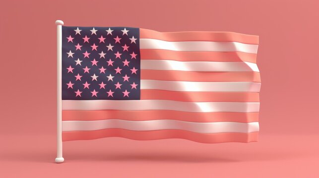 Pink American flag. AI.