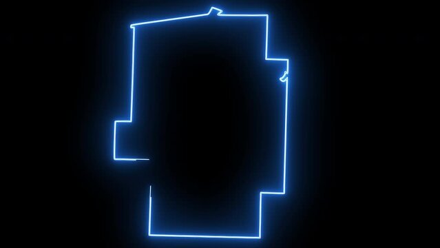 map of New Philadelphia in ohio with a blue glowing neon effect