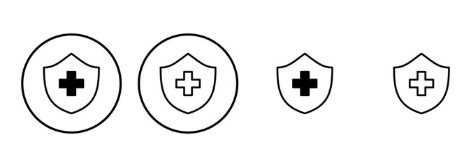 Health insurance icon set. Insurance health document icon