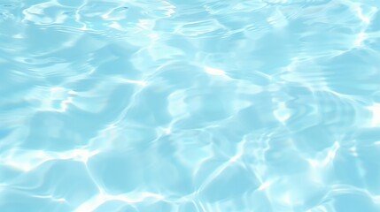 Obraz premium Texture of water surface. Sunlit ripples on clear blue water in swimming pool. Background, wallpaper, poster, banner design with copyspace