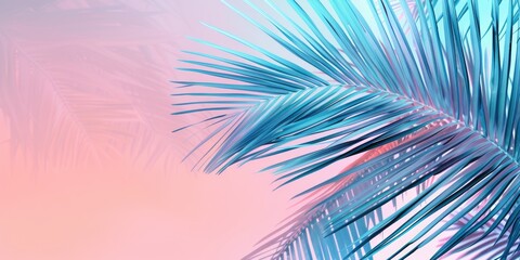 Obraz premium Vibrant Tropical Palm Leaves on Pastel Pink Background