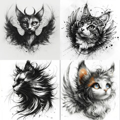 Obraz premium Magical cat tattoo idea