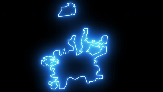 Dayton map in ohio with neon effect glowing blue