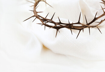 The crown of thorns, blood and blood stains symbolizing the suffering and sacrifice of Jesus Christ...