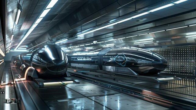 Futuristic Hyperloop Station with Sleek Modern Design Elements