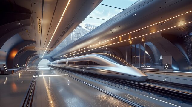 Futuristic Hyperloop Station with Sleek Modern Design Elements