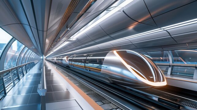 Futuristic Hyperloop Station with Sleek Modern Design Elements