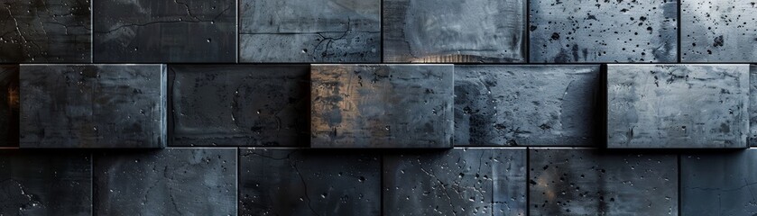 Abstract background of dark blue and gray rectangular blocks.