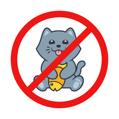 No Cat Sign on White Background