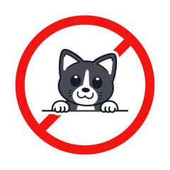 No Cat Sign on White Background