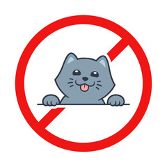 No Cat Sign on White Background