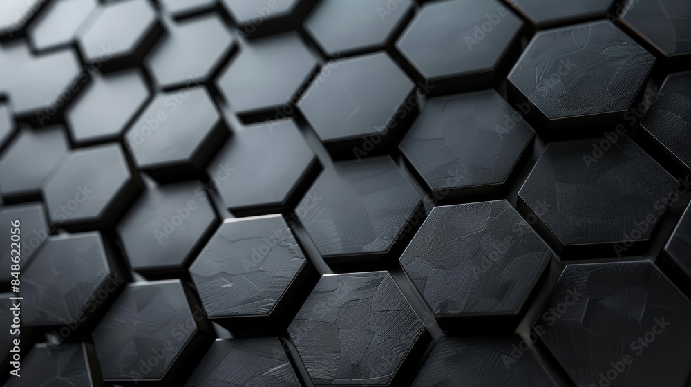 Poster abstract background with a hexagonal pattern in dark grey. geometric shapes create a modern, futuris