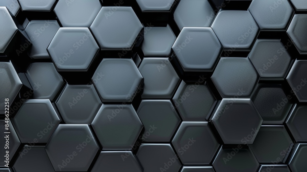 Poster Abstract hexagonal pattern in dark grey, creating a modern and geometric design.
