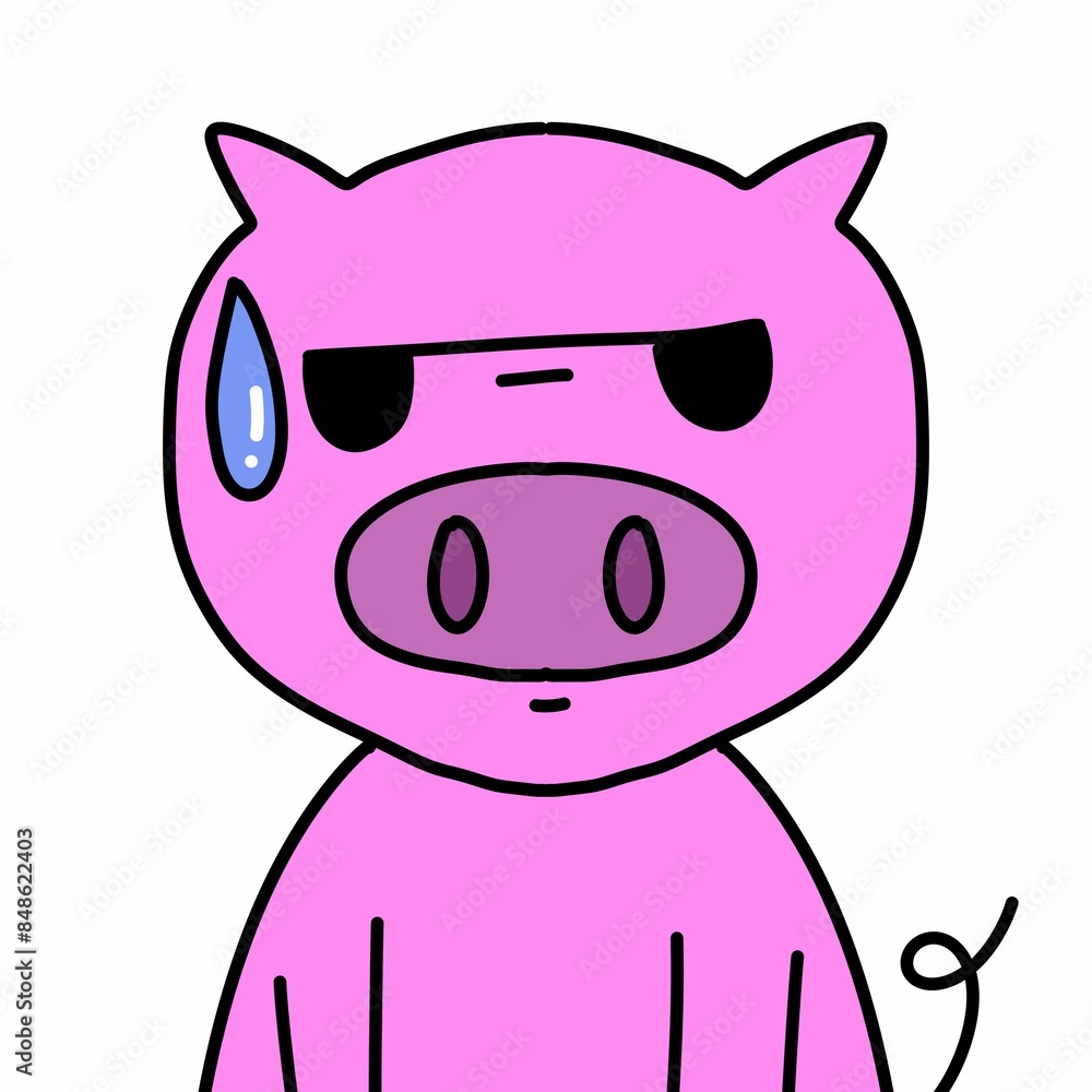 Poster cute cartoon pig in pink costume with a white background. illustration