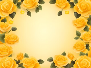 beautiful rose flower on yellow background