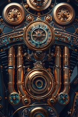 Intricate Steampunk-Infused Mechanical Machinery with Aged Brass and Copper Finishes