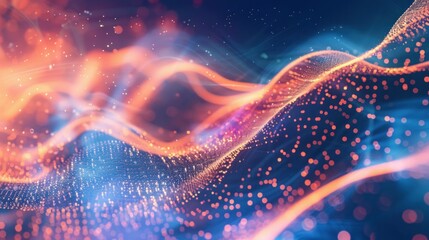 Abstract Light Wave and Dots Pattern on Dark Surface for Artistic Design and Visual Inspiration