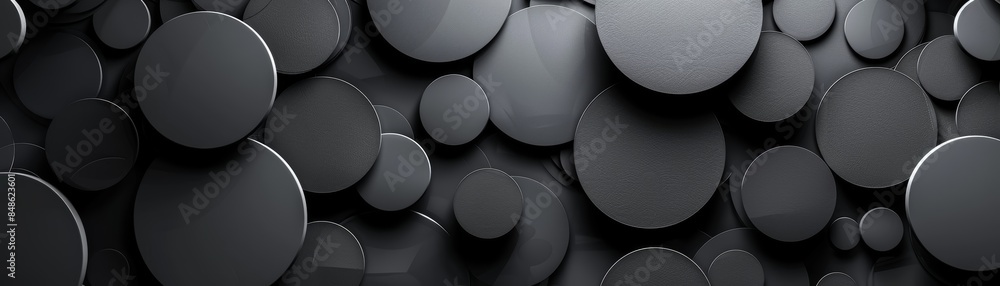 Poster abstract background of overlapping black circles.