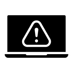 warning sign on laptop screen glyph icon