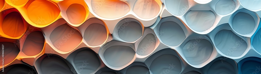 Poster abstract honeycomb pattern with gradient color.