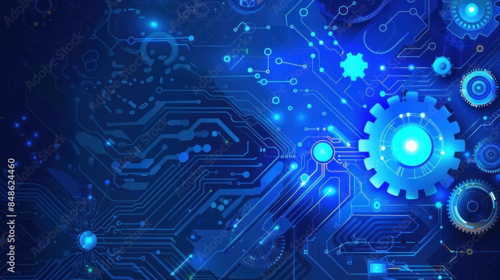 Poster electronic circuit board. technology concept ,microchip cpu processor circuit board. digital line