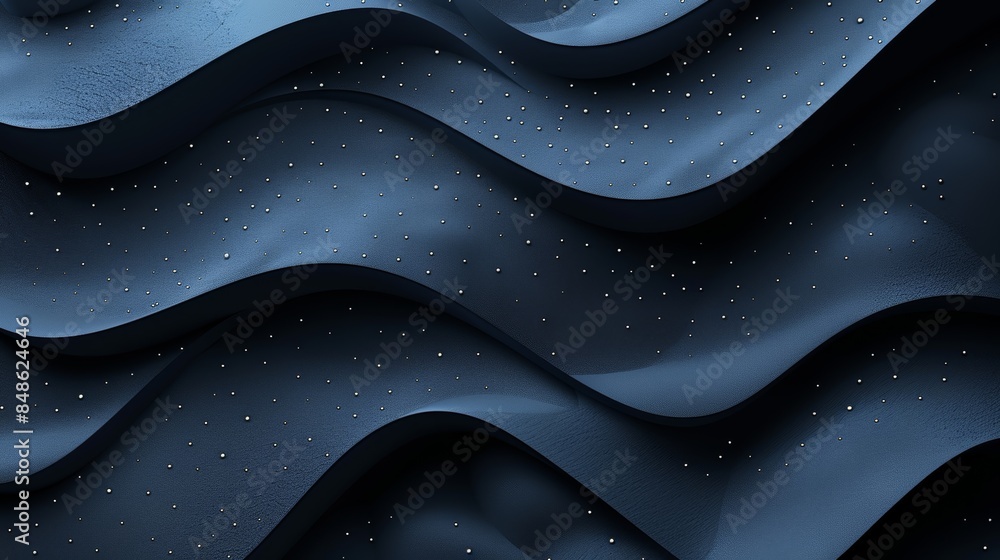 Poster abstract dark blue wavy background with subtle light dots. a modern and elegant design for tech or f
