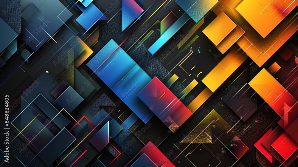 Aufkleber abstract geometric pattern with vibrant colors and bold lines. a modern and dynamic design with blue