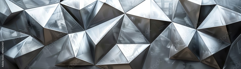 Aufkleber abstract geometric silver background with triangular shapes.