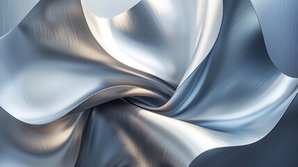 Abstract silver metallic fabric with flowing, rippling texture.