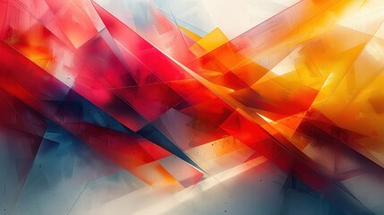 Fototapeta premium Abstract Geometry, Intersecting Planes of Crimson, Amber, and Azure