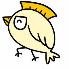 cartoon doodle funny bird on white background