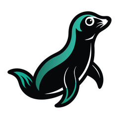 Solid color Fur Seal animal vector design