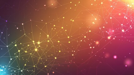 Abstract Digital Network with Glowing Points and Lines