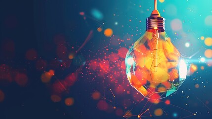 Abstract Lightbulb on a Colorful Background