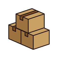 山積みのダンボール箱のイラスト
