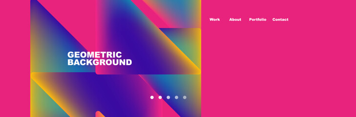 Colorful fluid gradient triangles and squares web site template. Vector Illustration For Wallpaper, Banner, Background, Card, Book Illustration, landing page