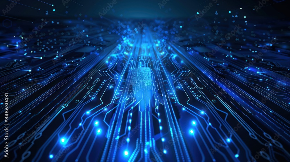 Poster electronic circuit board. technology concept ,microchip cpu processor circuit board. digital line
