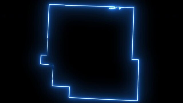 map of Zanesville in ohio with a blue glowing neon effect