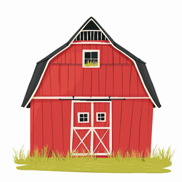 recommend clip art: Illustration of a red barn house on a white background