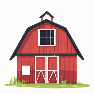recommend clip art: Illustration of a red barn house on a white background