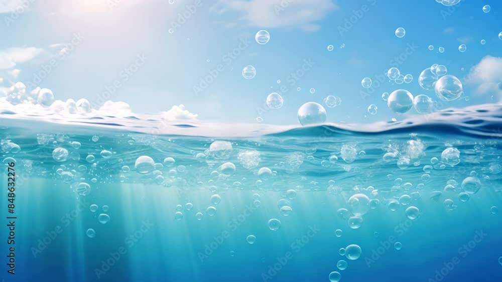 Poster clear blue water splashes and waves with drops. vector liquid splash with drops. 3d element. clear d