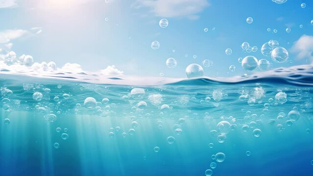 Clear blue water splashes and waves with drops. Vector liquid splash with drops. 3D element. Clear drink. Clear water falling or foaming