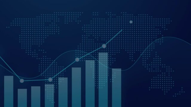 chart and graphic animated illustration with dots world map