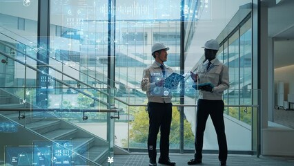 Multinational engineers having a conversation and digital technology concept - Powered by Adobe