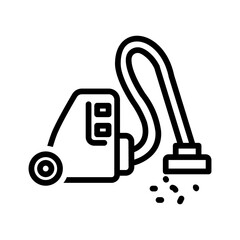 Vector black line icon for Vacuuming